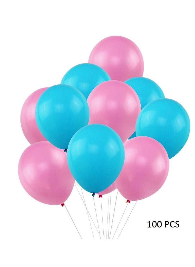 بوكسوودس 100 قطعة بالونات وردية زرقاء لاستحمام الطفل وحفل إعلان الحمل - Image 1
