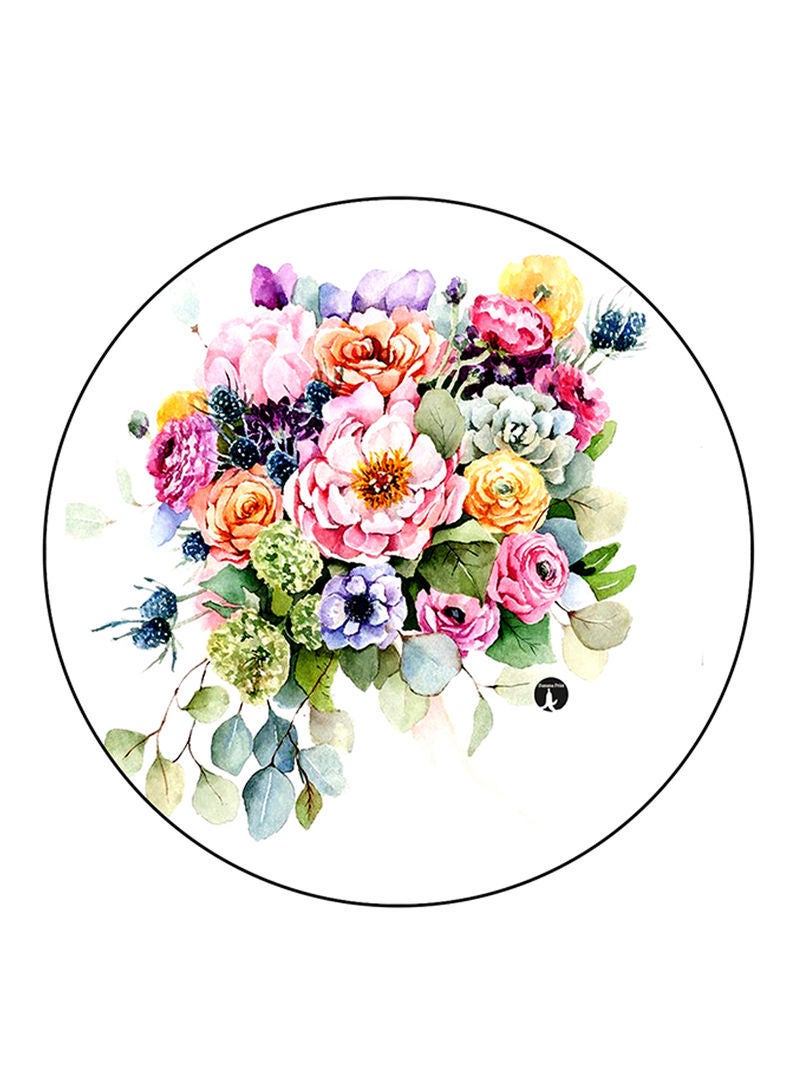 RKN Flowers Printed Large Round Pin Badge Multicolour - Image 1