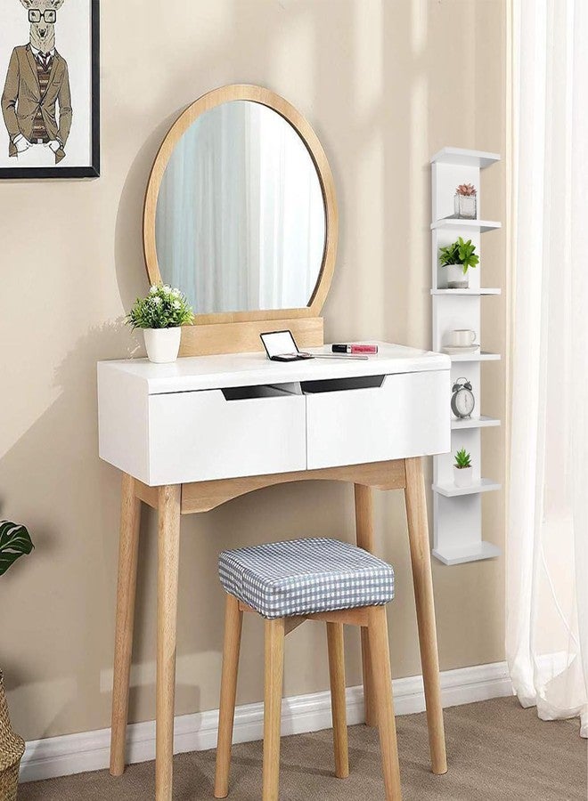 Hlimior 7 Tier Wall Shelf Unit - Narrow Smooth Laminate Finish - Vertical Column Wall Decor Mount Floating Storage Home Decor Organizer Tall Tower Utility Shelf for Bedrooms, Living Rooms(White) - Image 5