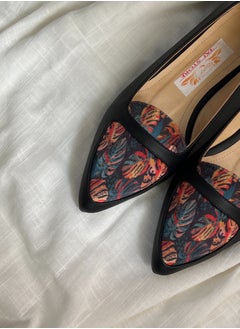 Tat Ballerina Flat Leather with Printed Fabric Part - black  - Image 2