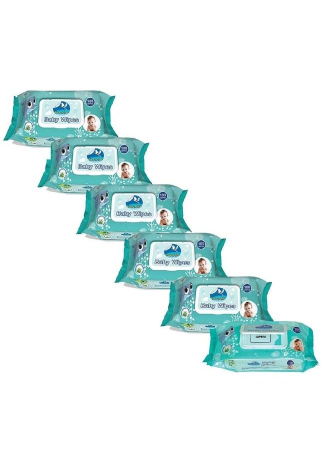 GLIDER - Baby Wipes With Lid;Flip Top(100 Wipes;Pack) (Pack Of 6 (600 Wipes)) - Image 1