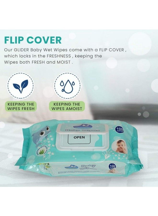 GLIDER - Baby Wipes With Lid;Flip Top(100 Wipes;Pack) (Pack Of 6 (600 Wipes)) - Image 1
