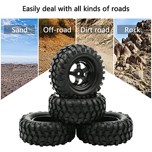 JIUWU Buggy Rubber Tires + 5 Spoke Wheel Rim for RC HSP 1:10 Off-Road Pack of 4 - Image 5