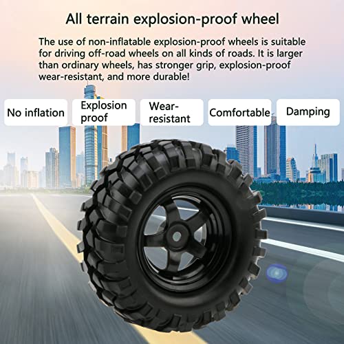 JIUWU Buggy Rubber Tires + 5 Spoke Wheel Rim for RC HSP 1:10 Off-Road Pack of 4 - Image 2