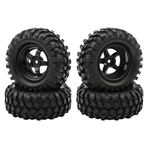 JIUWU Buggy Rubber Tires + 5 Spoke Wheel Rim for RC HSP 1:10 Off-Road Pack of 4 - Image 1