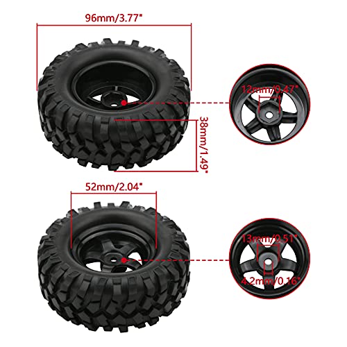 JIUWU Buggy Rubber Tires + 5 Spoke Wheel Rim for RC HSP 1:10 Off-Road Pack of 4 - Image 4
