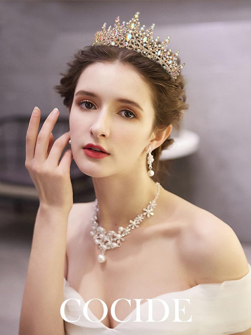 Cocide Gold Tiara and Crown for Women Crystal Queen Crowns Princess Rhinestone Tiaras for Girl Bride Wedding Hair Accessories for Bridal Birthday Party Prom Halloween Costume Cosplay - Image 5