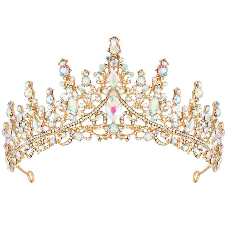 Cocide Gold Tiara and Crown for Women Crystal Queen Crowns Princess Rhinestone Tiaras for Girl Bride Wedding Hair Accessories for Bridal Birthday Party Prom Halloween Costume Cosplay - Image 1