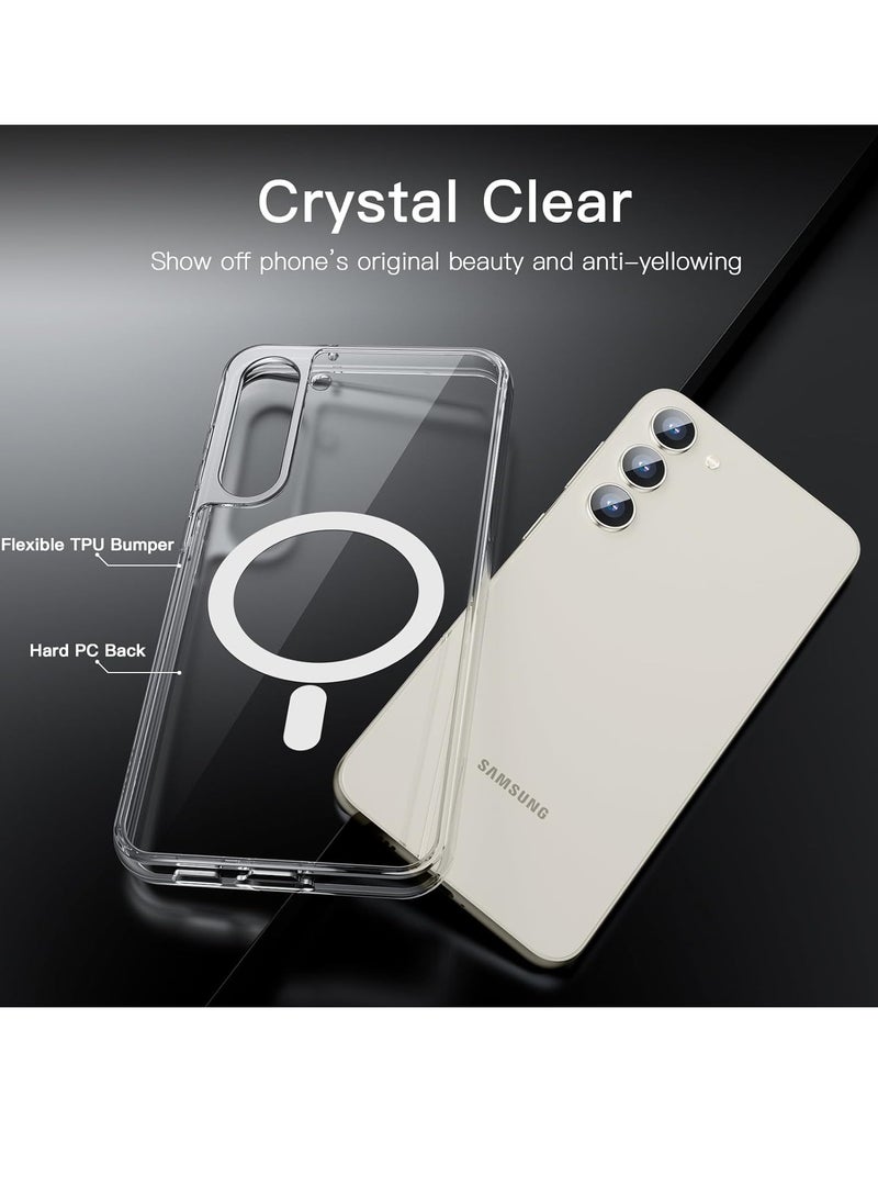 DUSALA Magnetic Case for Samsung Galaxy S23 6.1-Inch, Compatible with MagSafe, Shockproof Protective Phone Cover, Non-Yellowing Hard Clear PC Back (Clear) - Image 3