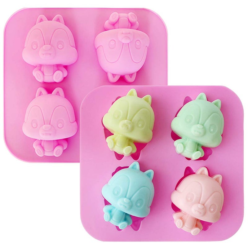 2Pcs Cute Squirrel Cake Molds Squirrel Silicone Mini Cake Muffin Baking Pan Chocolate Candy Mold Handmade Soap Jello Shot Ice Cube Trays Random Color