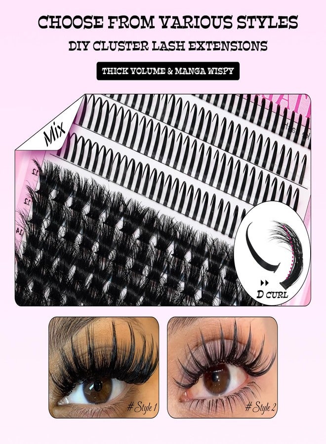 RITALASH Lash Clusters Kit 3D Effect Volume Lashes Clusters Kit D Curl Cluster Eyelash Extensions Pestañas Postizas Wispy Eyelash Clusters Kit+Lash Bond&Seal,Lash Tweezers(150D+Spike Lash Kit,12-20mm) - Image 2