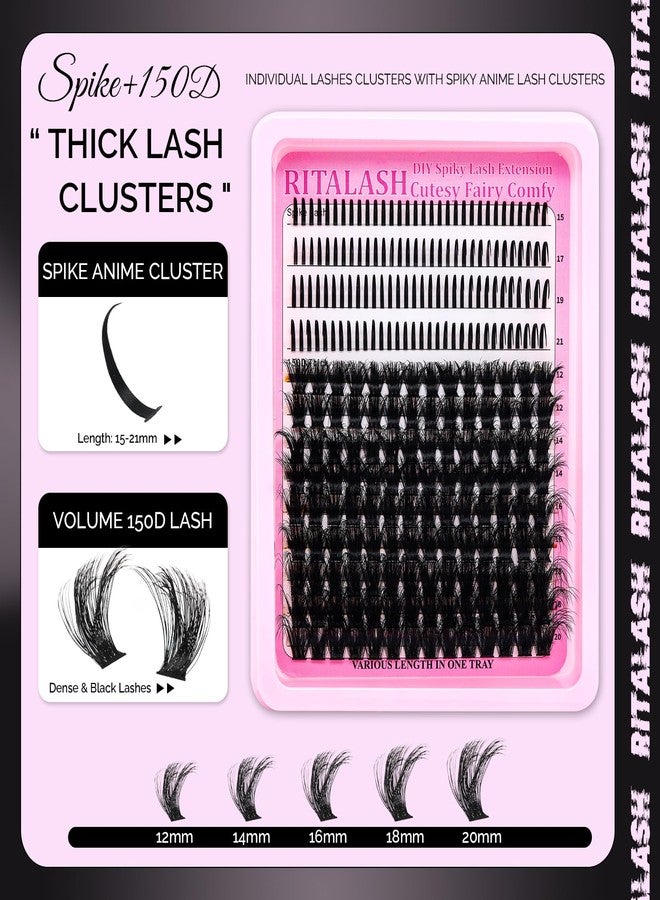 RITALASH Lash Clusters Kit 3D Effect Volume Lashes Clusters Kit D Curl Cluster Eyelash Extensions Pestañas Postizas Wispy Eyelash Clusters Kit+Lash Bond&Seal,Lash Tweezers(150D+Spike Lash Kit,12-20mm) - Image 4
