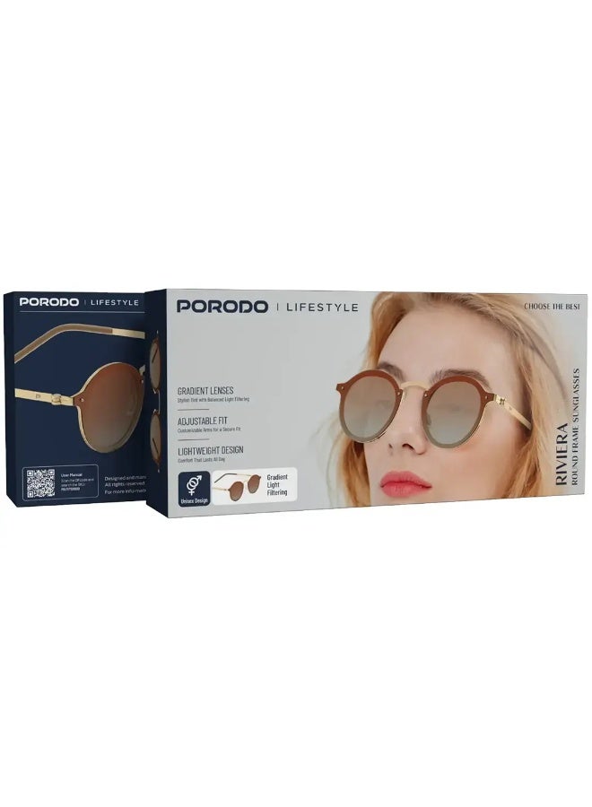 porodo Riviera Round Frame Sunglasses with UV400 Protection, Lightweight Stainless Steel Frame & Gradient Lenses for Men and Women - Image 5