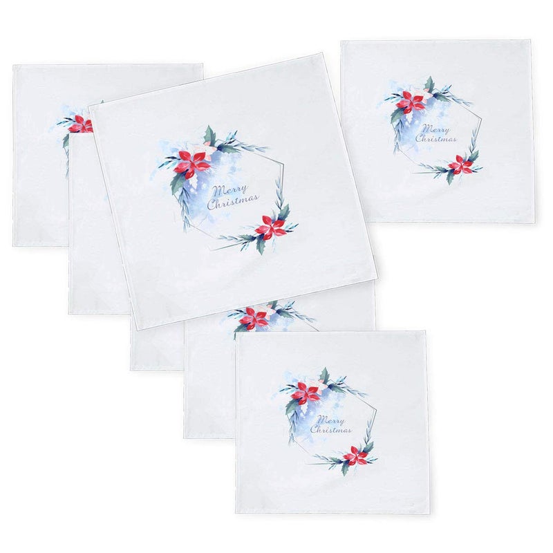 Khakee 6 Pcs Christmas Theme Tafta Silk Table Napkins 10x 10 for Xmas Decoration Christmas OrnamentsChristmas Gift npxmas68P - Image 1