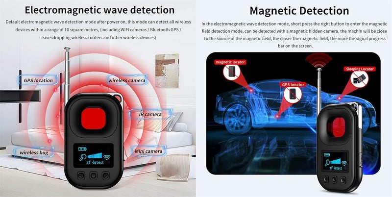 NALACAL كاشف الكاميرا المخفية من ، كاشف جهاز التتبع GPS، كاشف جهاز التنصت، كاشف التنصت مع الكشف بالأشعة تحت الحمراء، الكشف عن الموجات الكهرومغناطيسية، الكشف المغناطيسي، إلخ. - Image 3