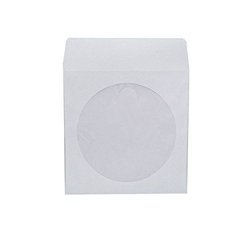 Maxtek 1,000 Pieces White Paper CD DVD Sleeves Envelope Holder with Clear Window and Flap, 80g Economy Weight. - Image 5