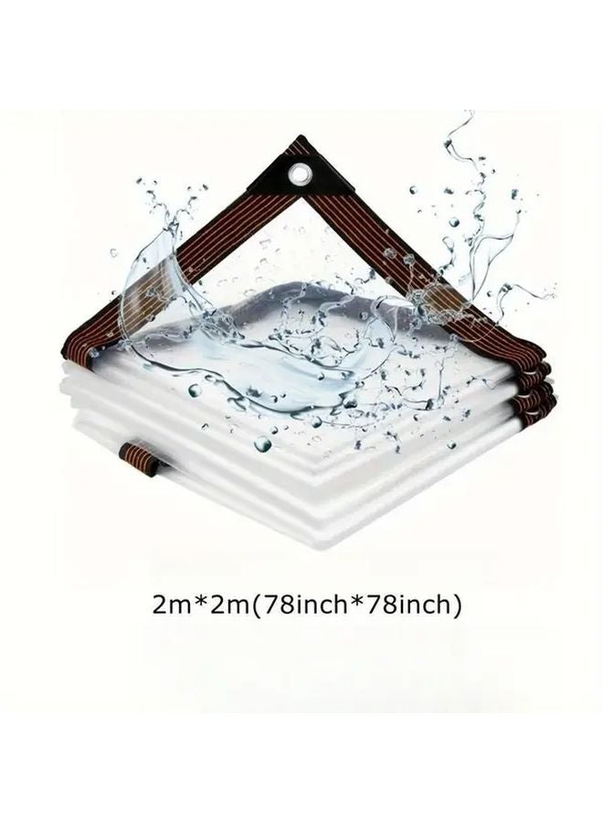 78.74x78.74 Inch Transparent Waterproof Tarpaulin with Rivets for Yard Fence Garden Shelter - Image 4