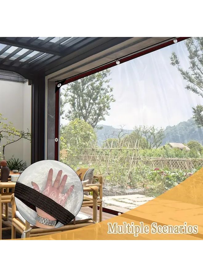 78.74x78.74 Inch Transparent Waterproof Tarpaulin with Rivets for Yard Fence Garden Shelter - Image 5