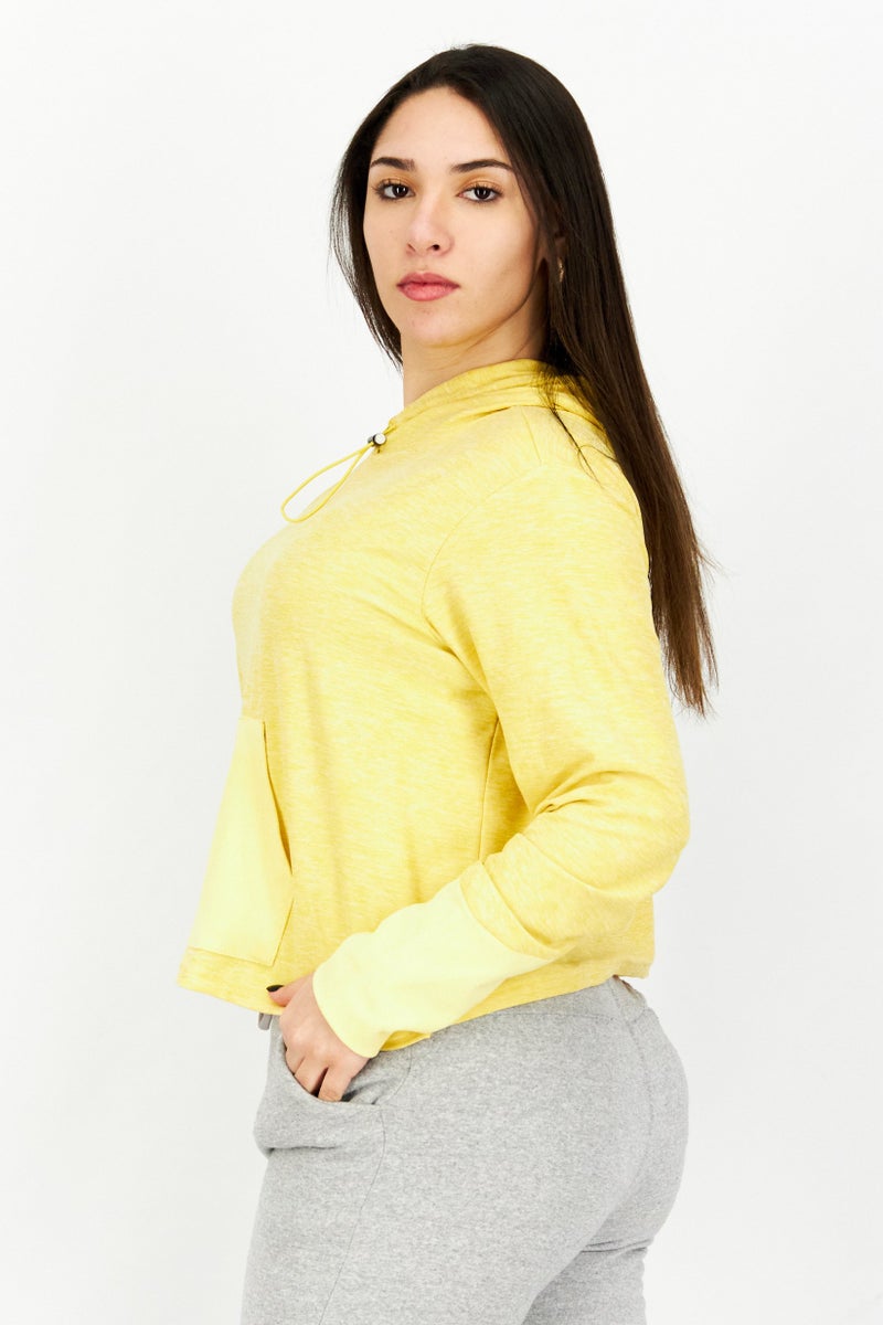 NINE WEST Women Sport Fit Long Sleeves Training Hoodie, Yellow - Image 3