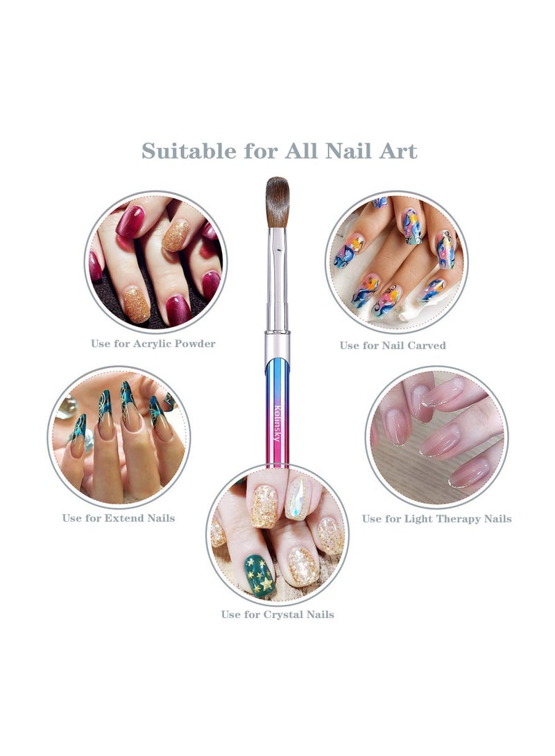 Kolinsky Nail Art Brush #14 - Handcrafted Professional Acrylic Nail Polish Brush with Cap for 3D Colorful Designs, Perfect for Makeup and Nail Art Enthusiasts. - Image 2