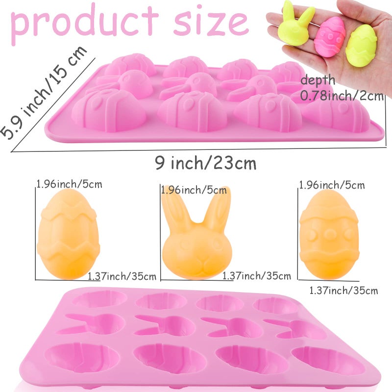 Winerming Easter Egg Silicone Bunny Silicon Molds for Chocolate 4 Packs Egg Shaped Mold Baking Pan Resin Cake Chocolate Mold Silicone Candy Pan for Easter Party - Image 2