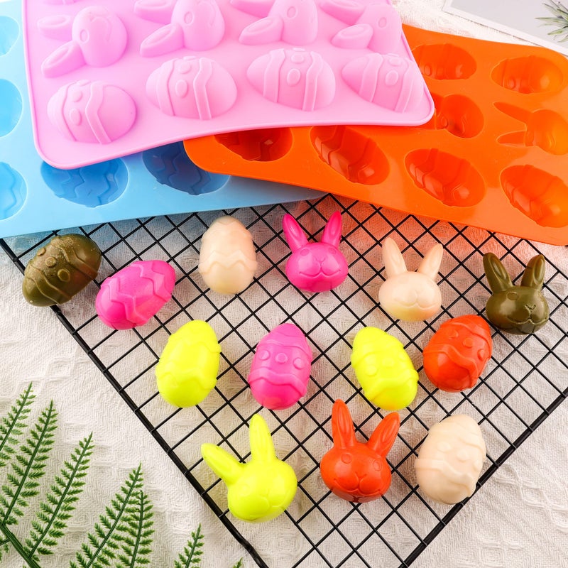Winerming Easter Egg Silicone Bunny Silicon Molds for Chocolate 4 Packs Egg Shaped Mold Baking Pan Resin Cake Chocolate Mold Silicone Candy Pan for Easter Party - Image 5