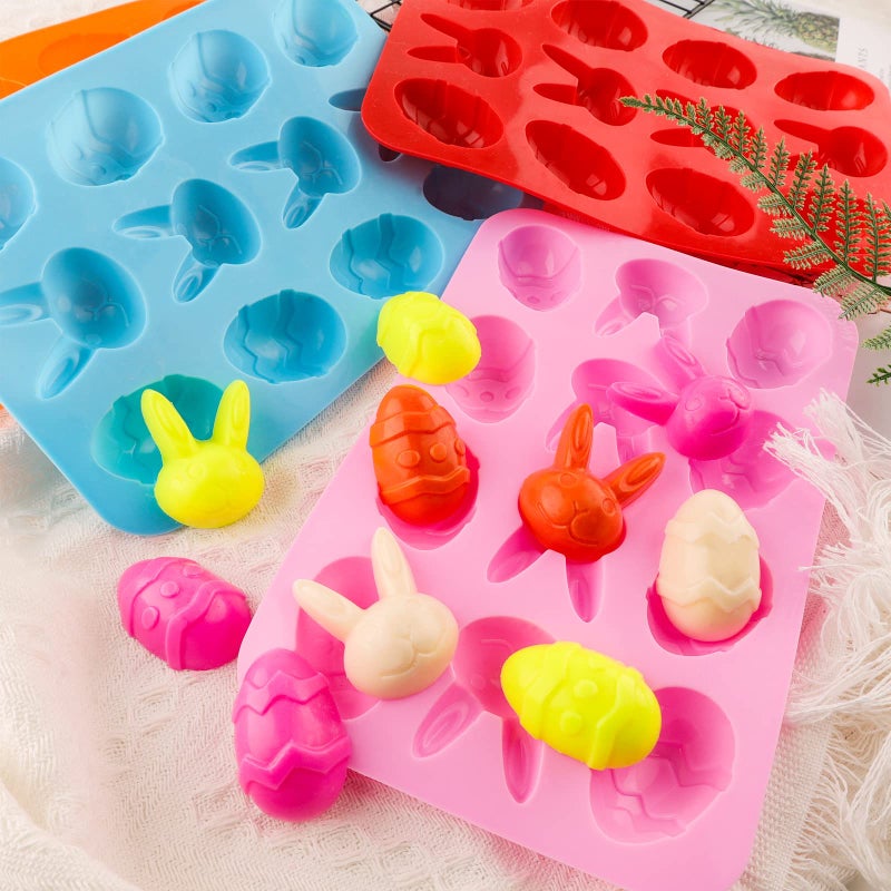 Winerming Easter Egg Silicone Bunny Silicon Molds for Chocolate 4 Packs Egg Shaped Mold Baking Pan Resin Cake Chocolate Mold Silicone Candy Pan for Easter Party - Image 4