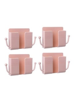4 Pcs Wall Mount Phone Holder Stand with Data Cable Receiving Hole – Multi-Purpose Phone Charging Dock with Strong Adhesive, Ideal for Shower Charging and Hands-Free Use, Compatible with iPhone and Android Devices, Stylish Pink Design for Home & Office