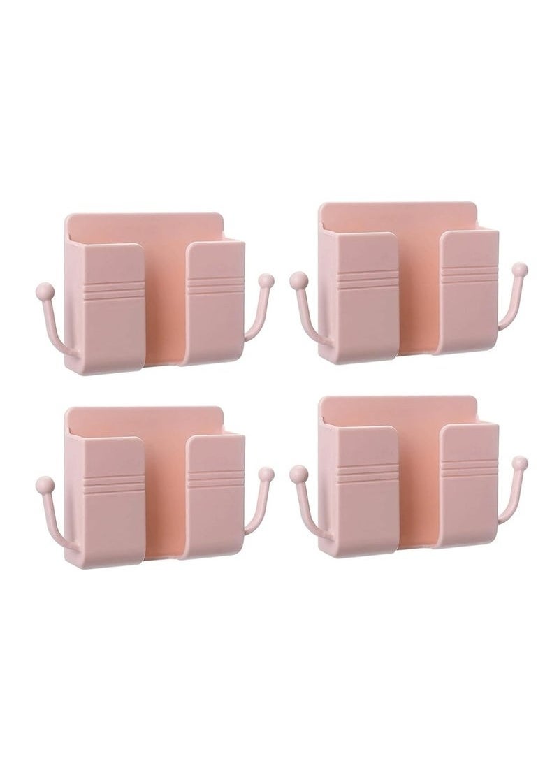 ELTRAZONE 4 Pcs Wall Mount Phone Holder Stand with Data Cable Receiving Hole – Multi-Purpose Phone Charging Dock with Strong Adhesive, Ideal for Shower Charging and Hands-Free Use, Compatible with iPhone and Android Devices, Stylish Pink Design for Home & Office  - Image 1