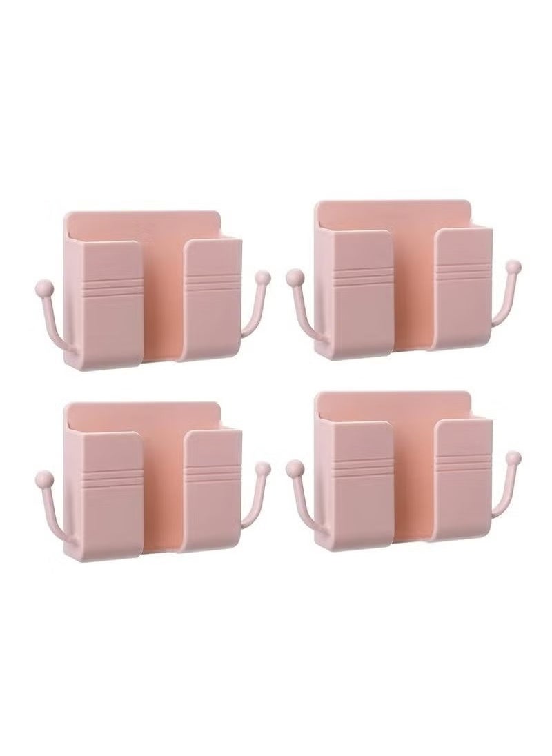ELTRAZONE 4 Pcs Wall Mount Phone Holder Stand with Data Cable Receiving Hole – Multi-Purpose Phone Charging Dock with Strong Adhesive, Ideal for Shower Charging and Hands-Free Use, Compatible with iPhone and Android Devices, Stylish Pink Design for Home & Office  - Image 3