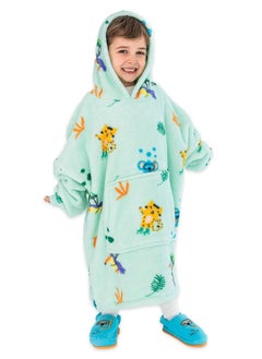 Milk&Moo Milk&Moo Little Mermaid Wearable Blanket Hoodie Kid Boys Girls, Soft Blanket with Sleeves, Hooded Blanket with Pouch, Fleece Blankets for birthday gifts, One Size, Green  - Image 2