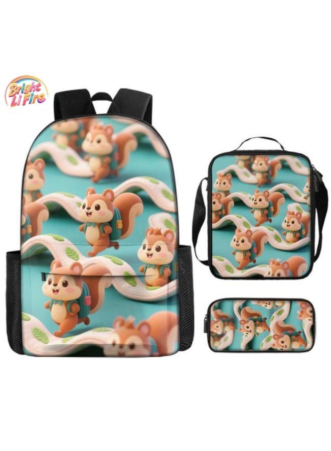Bright Li Fire Unlock the new fashion of childish fun! Three-piece set of bags, cartoon elements for children and teenagers (students, children, friends' outings, mountain climbing, schooling, etc. can be used) - 31 - Image 1