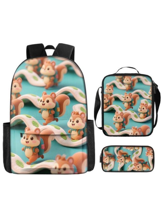 Bright Li Fire Unlock the new fashion of childish fun! Three-piece set of bags, cartoon elements for children and teenagers (students, children, friends' outings, mountain climbing, schooling, etc. can be used) - 31 - Image 2