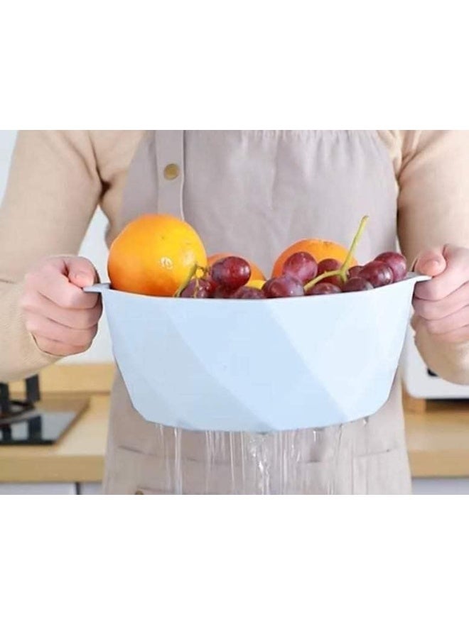 مصفاة بلاستيكية للمطبخ بمقبض – وعاء تصفية للمكرونة والخضروات والفواكه، مصفاة سريعة التصريف ومتينة، آمنة لغسالة الأطباق (27 سم) - Image 5