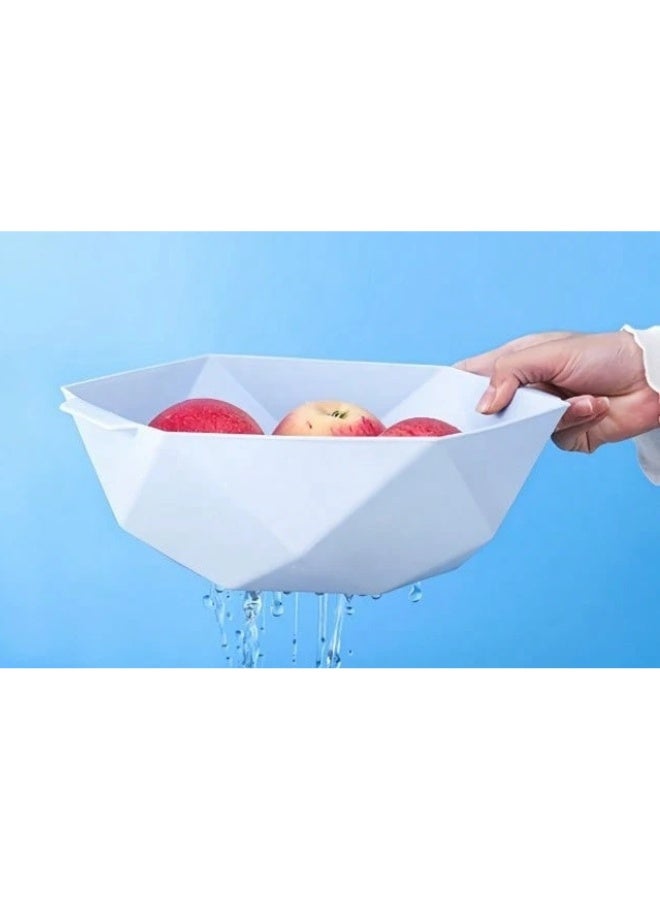 مصفاة بلاستيكية للمطبخ بمقبض – وعاء تصفية للمكرونة والخضروات والفواكه، مصفاة سريعة التصريف ومتينة، آمنة لغسالة الأطباق (27 سم) - Image 4