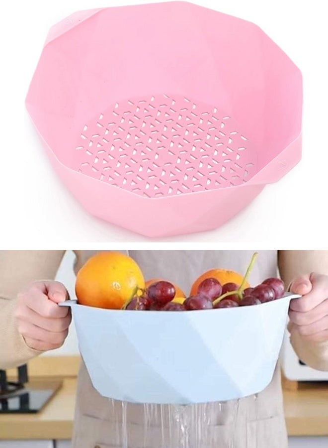 مصفاة بلاستيكية للمطبخ بمقبض – وعاء تصفية للمكرونة والخضروات والفواكه، مصفاة سريعة التصريف ومتينة، آمنة لغسالة الأطباق (27 سم) - Image 1