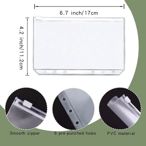 LXWHYP Money Saving Binder, Savings Challenges Book with for Cash Envelopes, 12pcs Zipper Envelopes A6 Budget Binder, Budget Planner for Managing Budgets and Saving Money -(Green-7.4IN) - Image 4