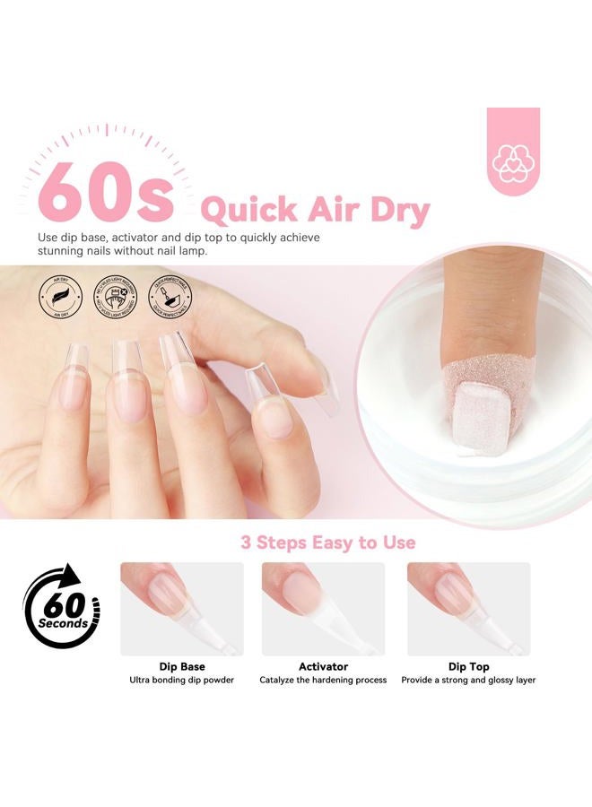 SAVILAND Clear Dip Powder Nail Kit: 60g Starter Set with Base, Activator, Top Coat for Professional French Manicure & Nail Art Repair - Image 3