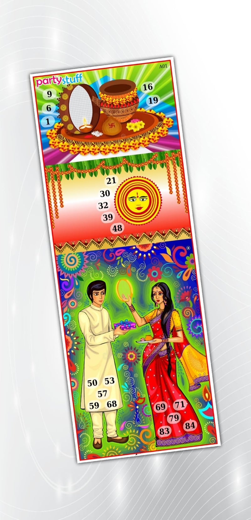 PartyStuff Tambola Housie Tickets - Karwachauth kukuba 17 (8 Piece) - Image 1