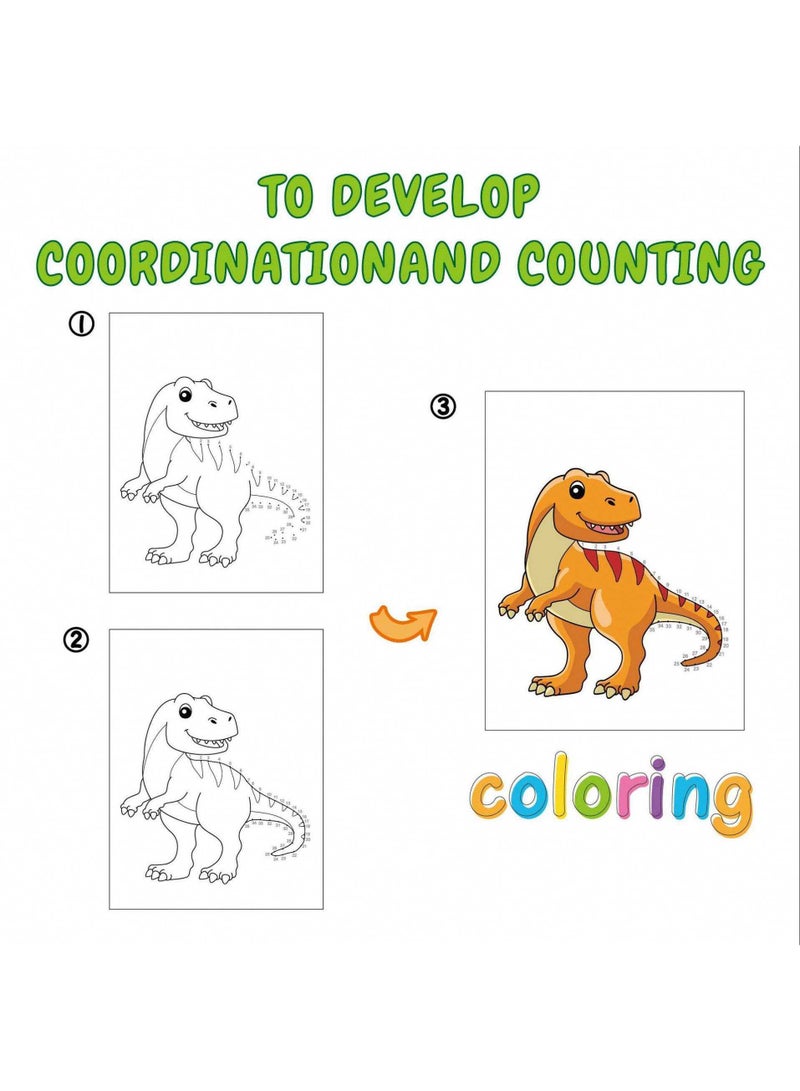 Capstro Dot to Dot Coloring Book for Kids – 50 Connect the Dots Activity Pages with Dinosaur-Themed, Number Connection Puzzles, Coloring Activity Book, Fine Motor Skills Practice - Image 3
