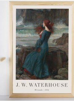 (Assembly frame) Miranda The Tempest Painting with Text, John William Waterhouse, Printable Wall Art Decor, Famous Landscape Print, Fine Art Instant Download