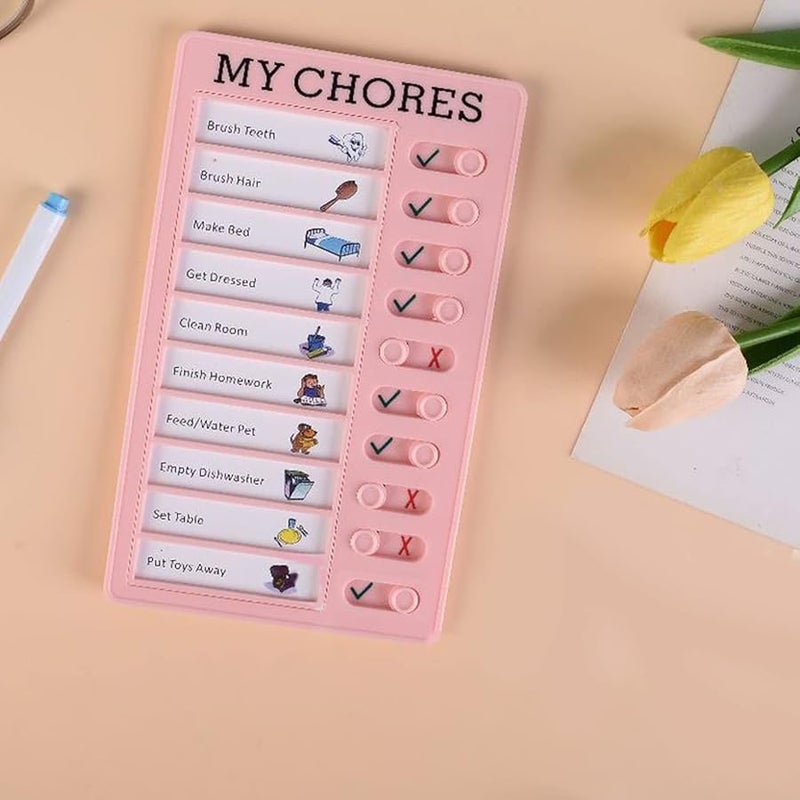 Pink Daily Checklist Board Wall Mount Adjustable Memo Board for Home Elder Care - Image 3