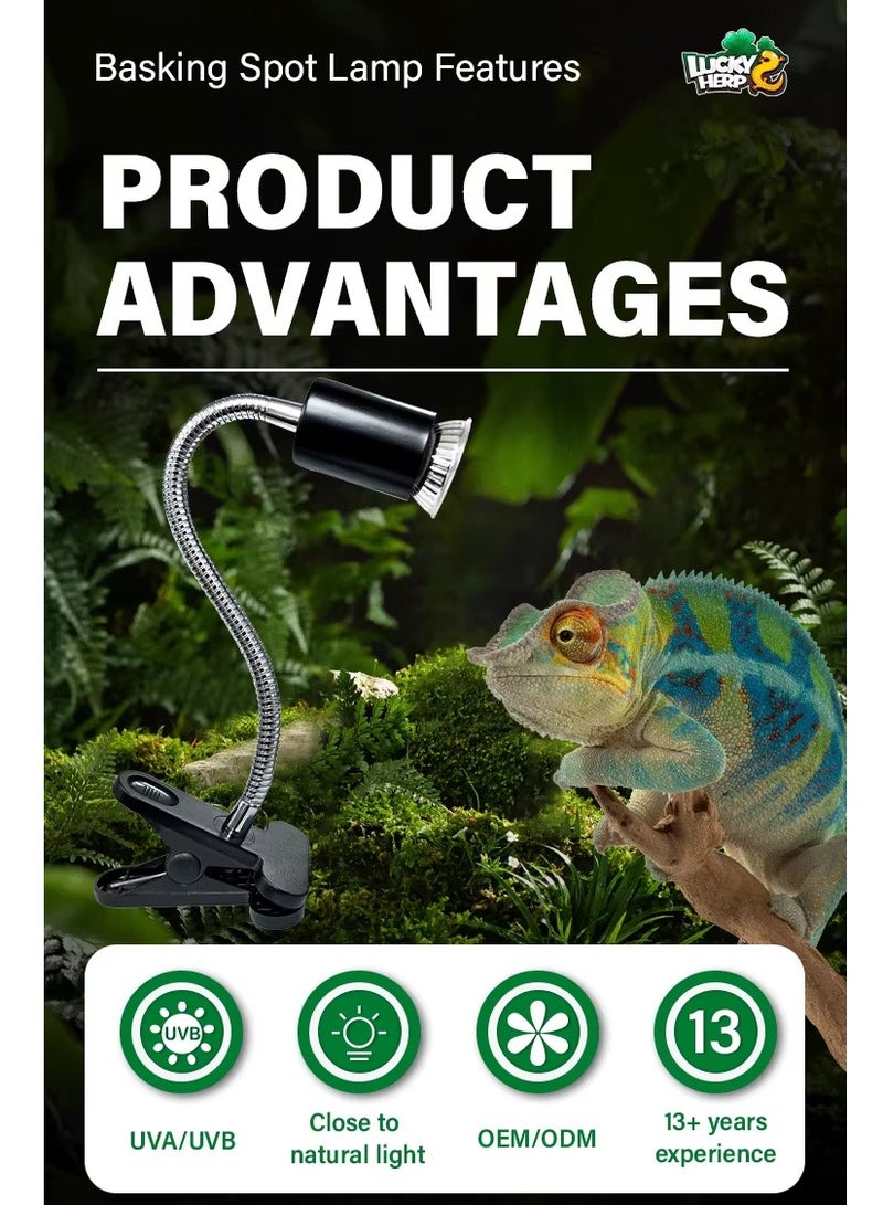 يزما العالمية مصباح تسخين للزواحف UVA UVB Tortoise Lampmatch بقدرة 50 واط و70 واط، مصباح تسخين قابل للتعديل بزاوية 360 درجة لحوض السمك، مزود بمشبك E27، ومُصدر حرارة للحيوانات الأليفة للزواحف والبرمائيات والسحالي والسلاحف والثعابين - Image 3