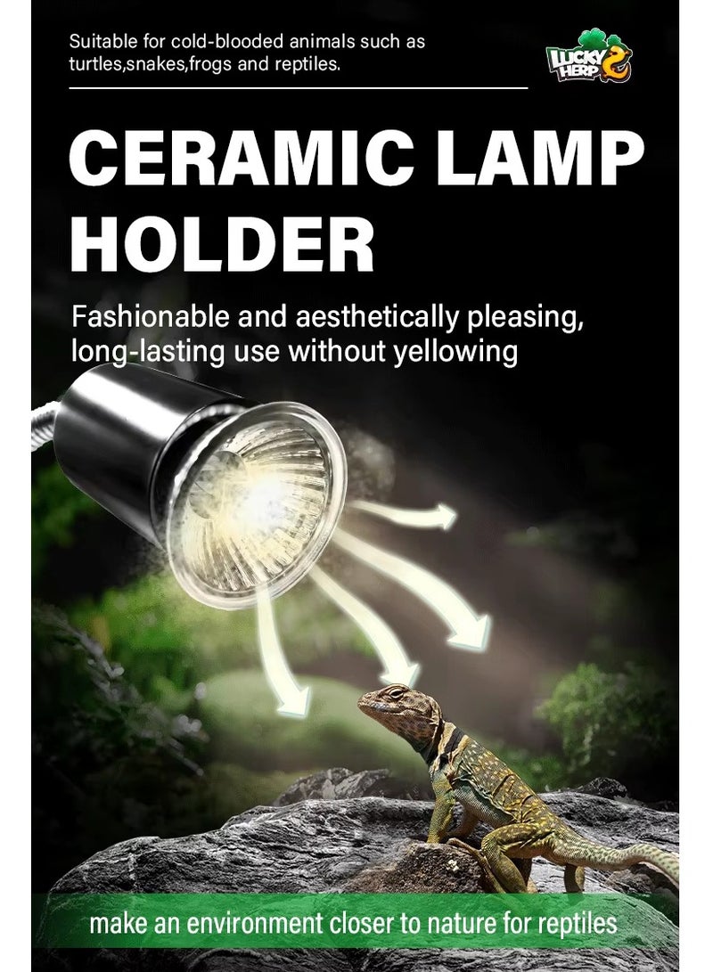 يزما العالمية مصباح تسخين للزواحف UVA UVB Tortoise Lampmatch بقدرة 50 واط و70 واط، مصباح تسخين قابل للتعديل بزاوية 360 درجة لحوض السمك، مزود بمشبك E27، ومُصدر حرارة للحيوانات الأليفة للزواحف والبرمائيات والسحالي والسلاحف والثعابين - Image 4