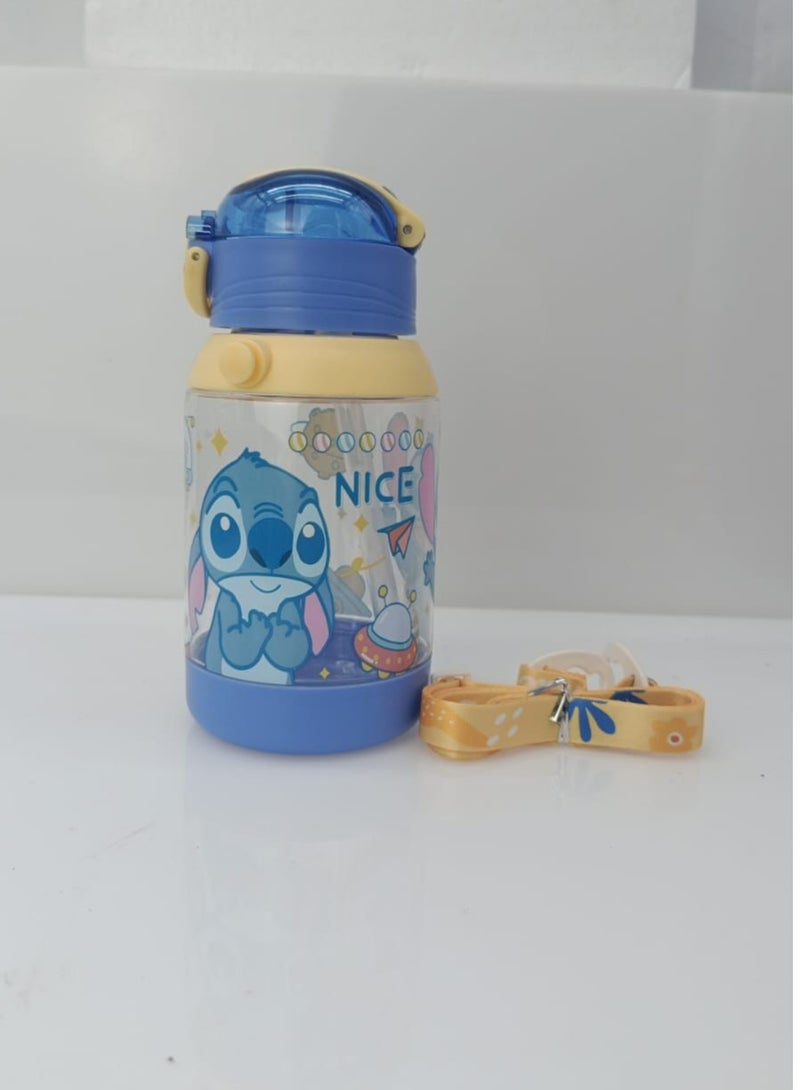 ستيتش زمزمية أطفال شخصية ستيتش – زجاجة مياه مدرسية محمولة مع حزام – خفيفة وآمنة للاستخدام اليومي للأطفال