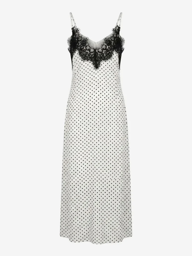 My Fashion Dusty White MY FASHION Women's Polka Dot Chiffon Maxi Dress for Women | Best Price UAE