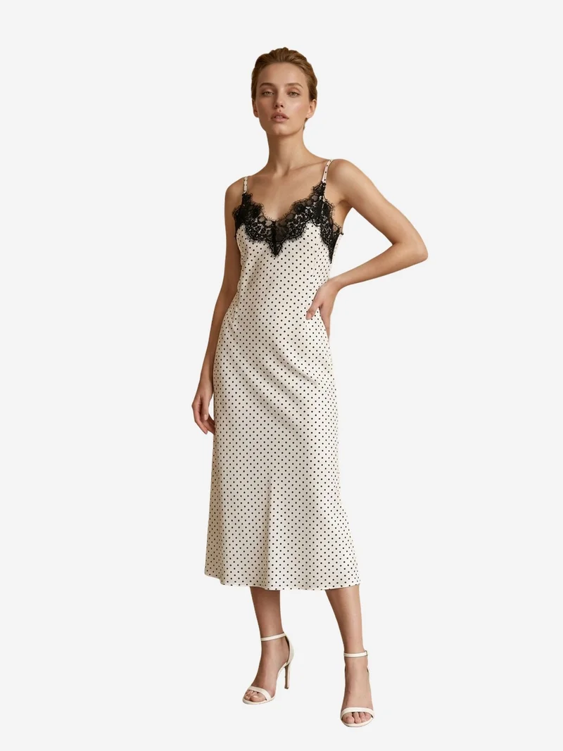 MY FASHION MY FASHION Women's Polka Dot Chiffon Maxi Dress