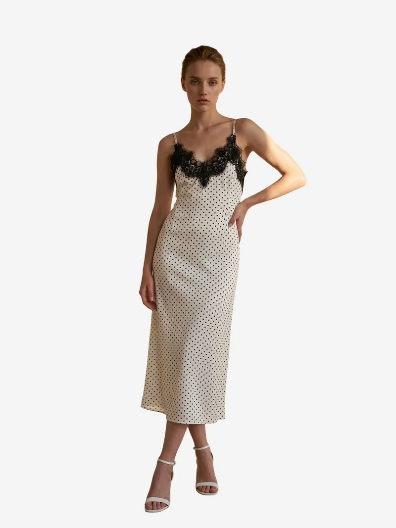 MY FASHION MY FASHION Women's Polka Dot Chiffon Maxi Dress
