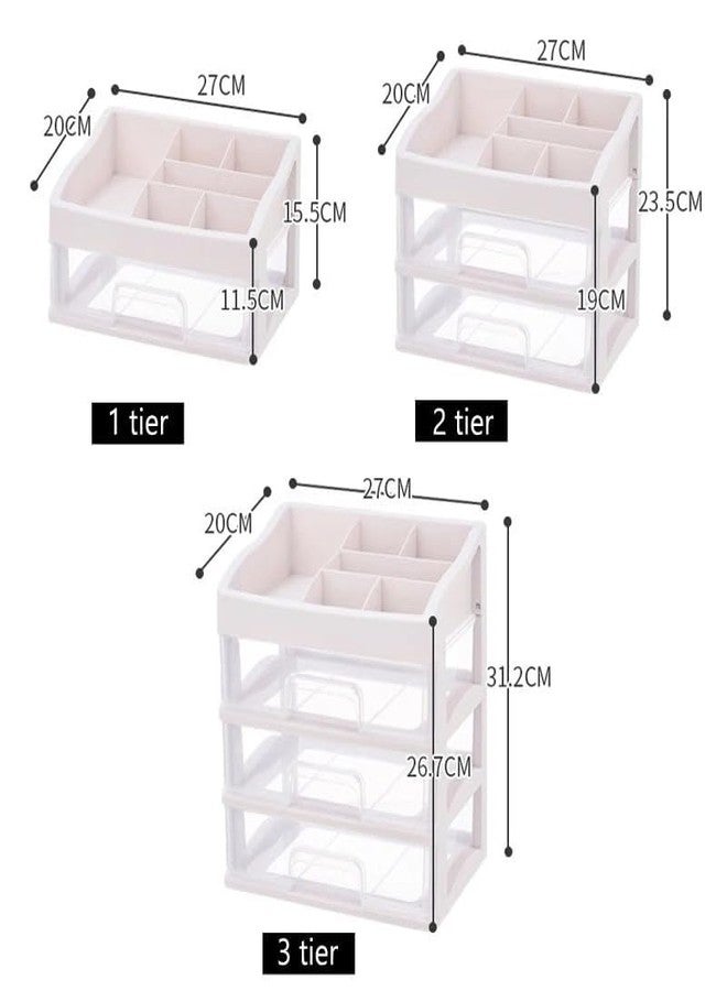 Homava Makeup Organiser Cosmetic Organisers Storage Box Drawers Plastic Cosmetic Organizer| Make Up Organiser For Women (1-Tier, White) - Image 5