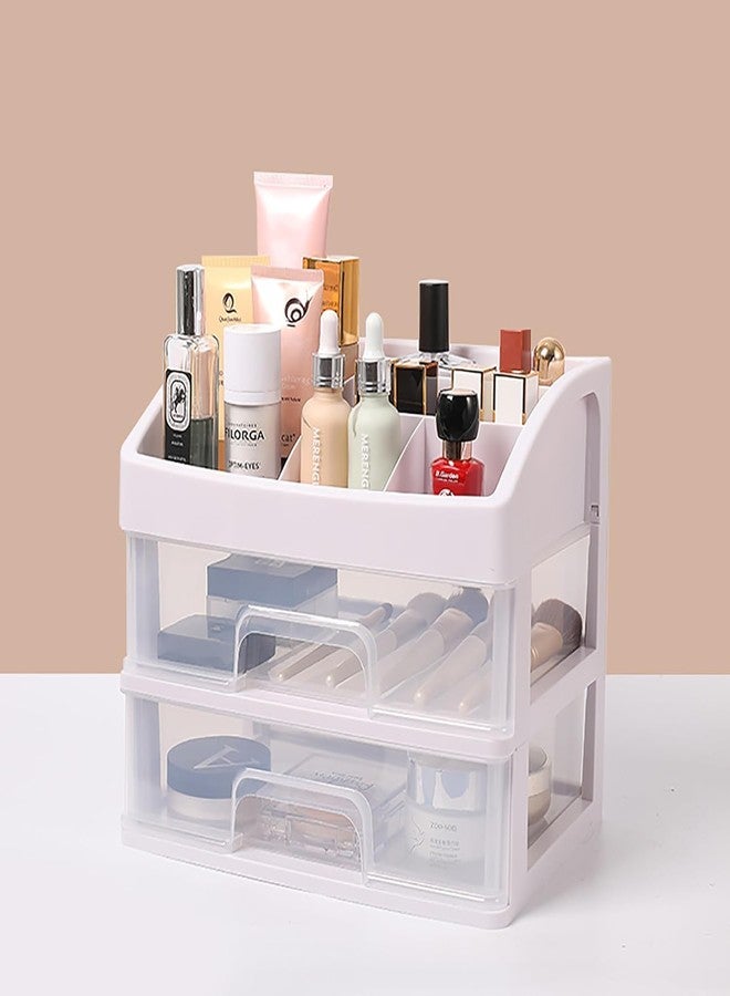Homava Makeup Organiser Cosmetic Organisers Storage Box Drawers Plastic Cosmetic Organizer| Make Up Organiser For Women (1-Tier, White) - Image 2